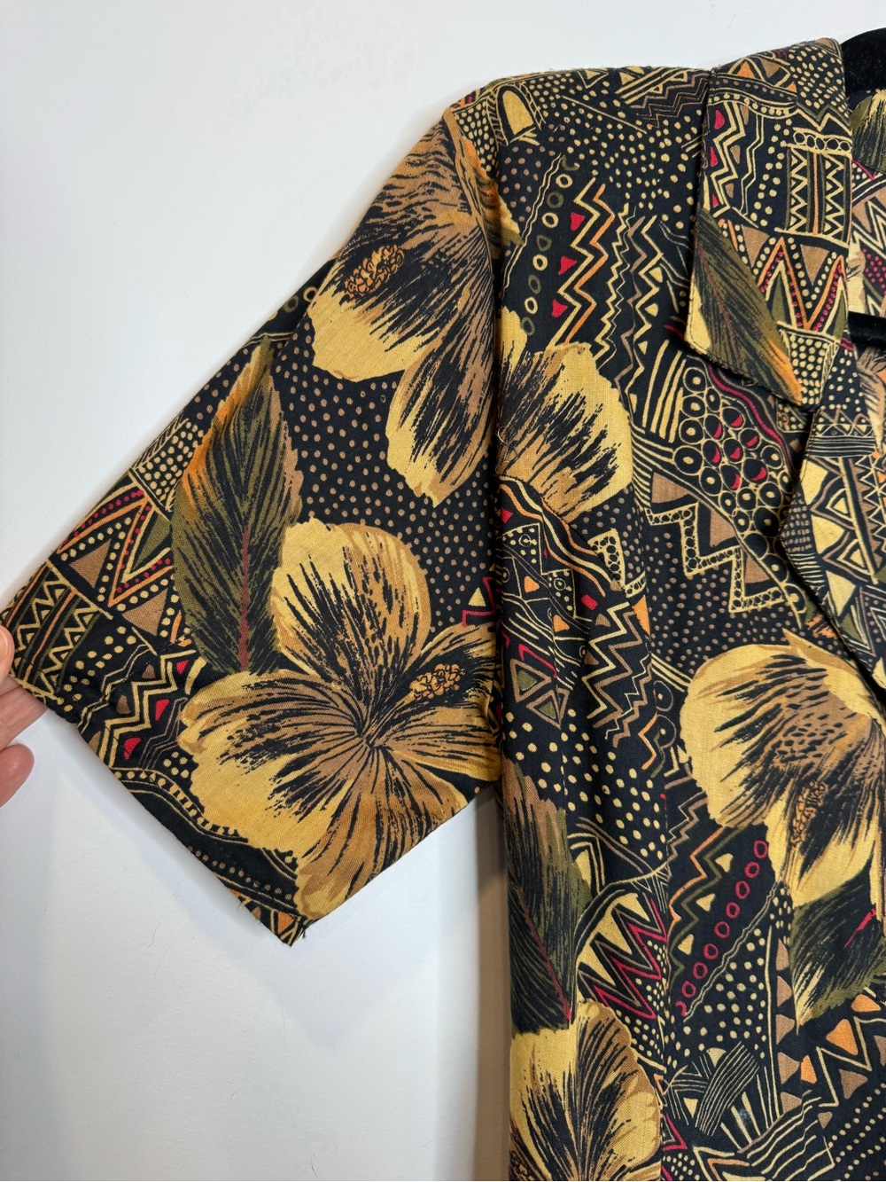 Vintage 90s dark Tropical Print Romper Boho Button Front Playsuit vacation - Picture 4 of 10